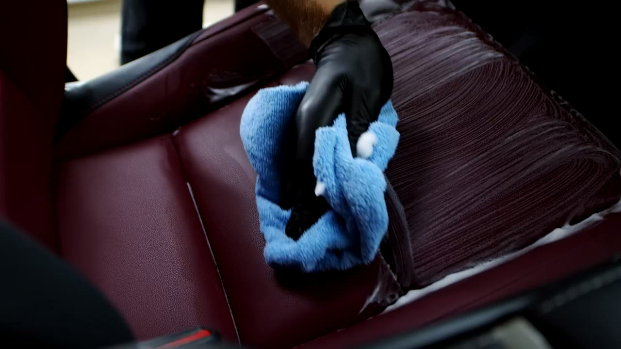Leather seat before deep cleaning